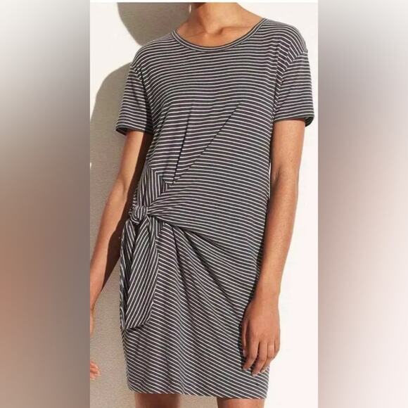 Vince Gray Striped Side Tie Comfy Mini Dress Size Medium QQ0823 - Picture 1 of 10